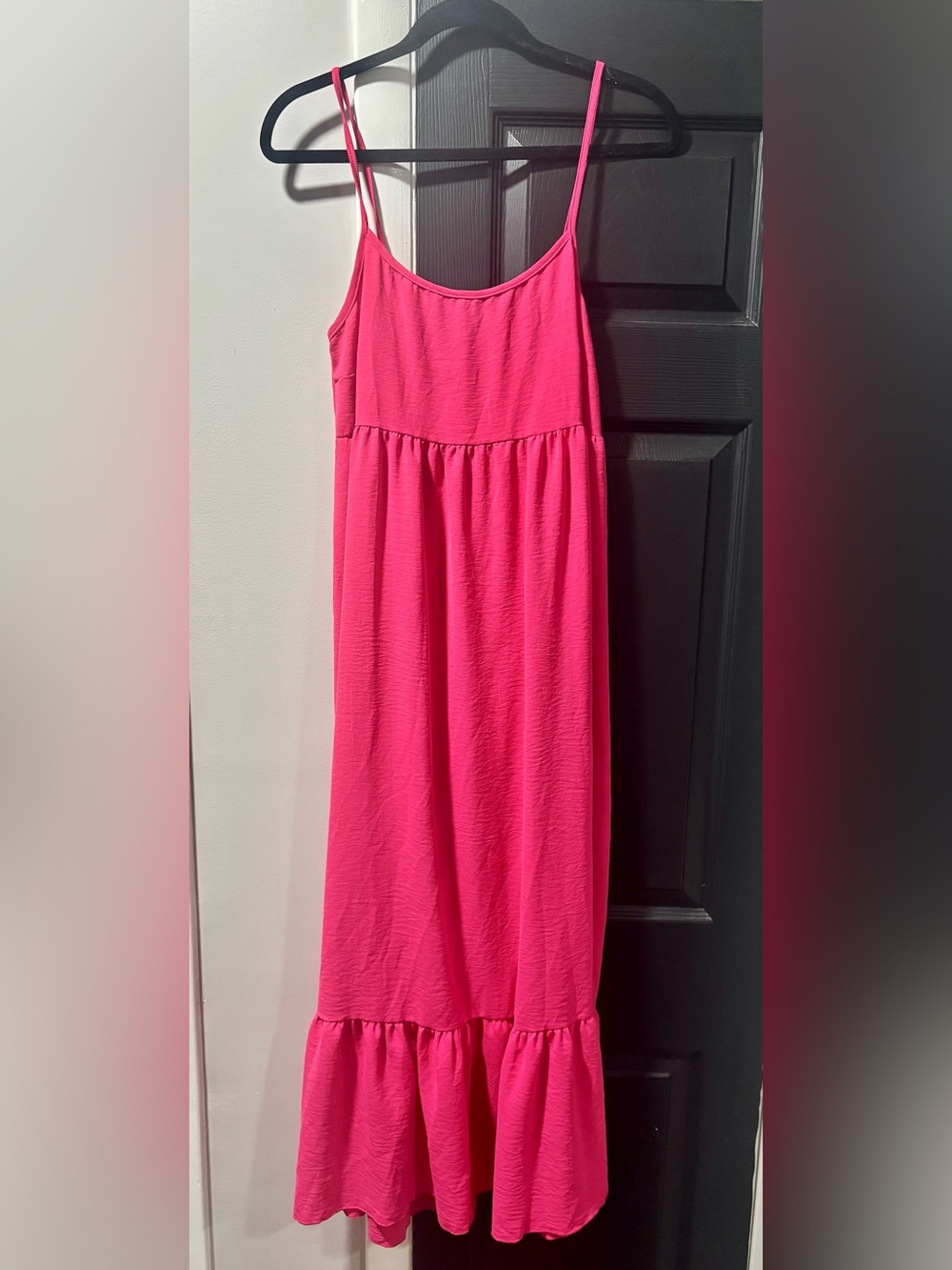 See You Monday Hot Pink Maxi Dress with Ruffled Hem